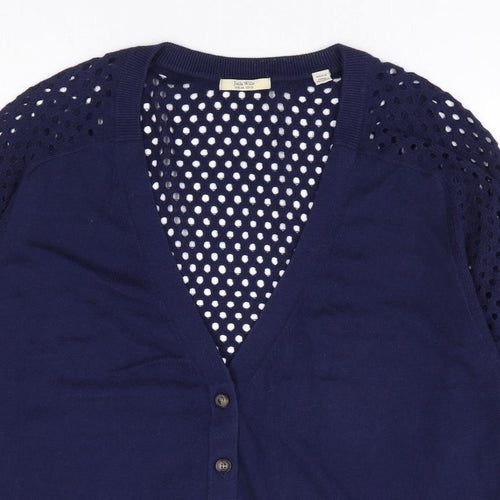 Jack Wills Womens Blue V-Neck Cotton Cardigan Jumper Size 14