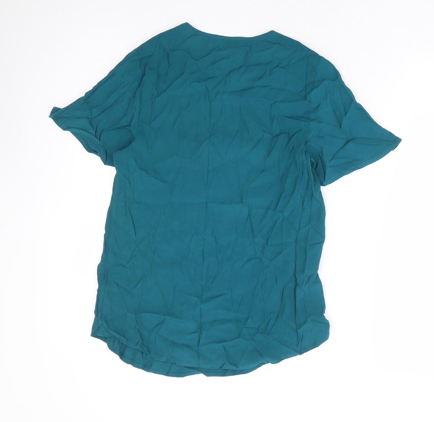Monsoon Womens Green Viscose Basic Blouse Size S V-Neck