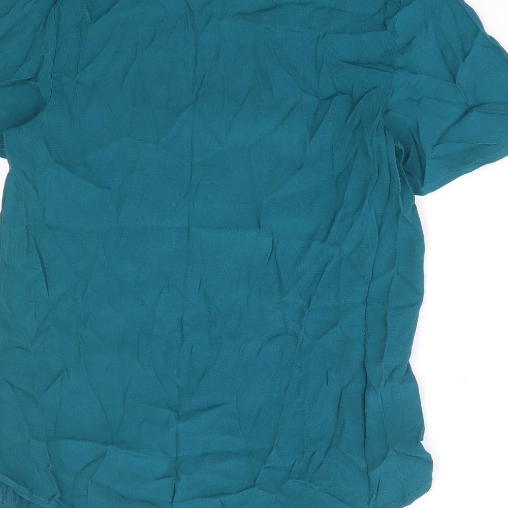 Monsoon Womens Green Viscose Basic Blouse Size S V-Neck