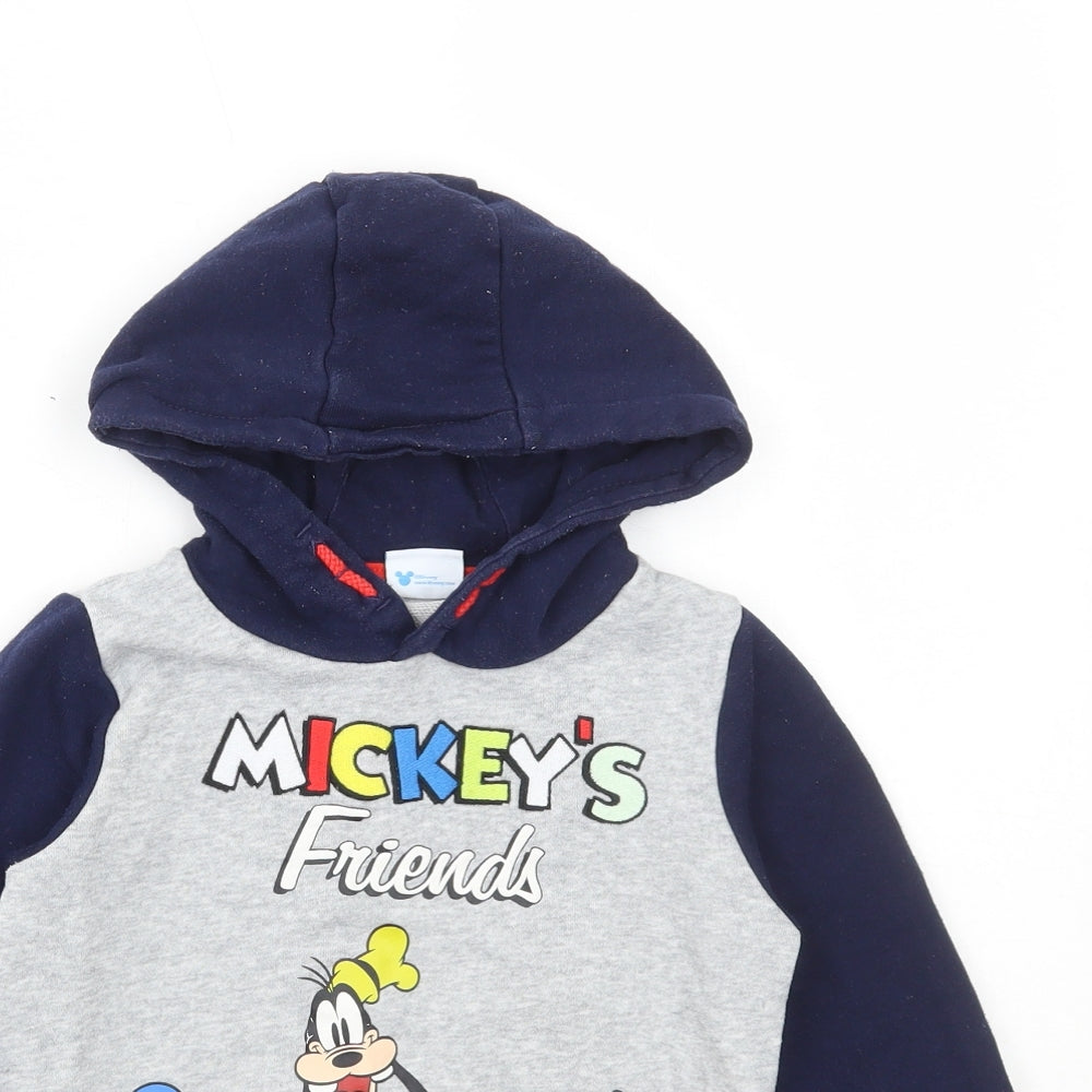 TU Boys Multicoloured Chevron Cotton Pullover Hoodie Size 4-5 Years Pullover - Mickey and Friends
