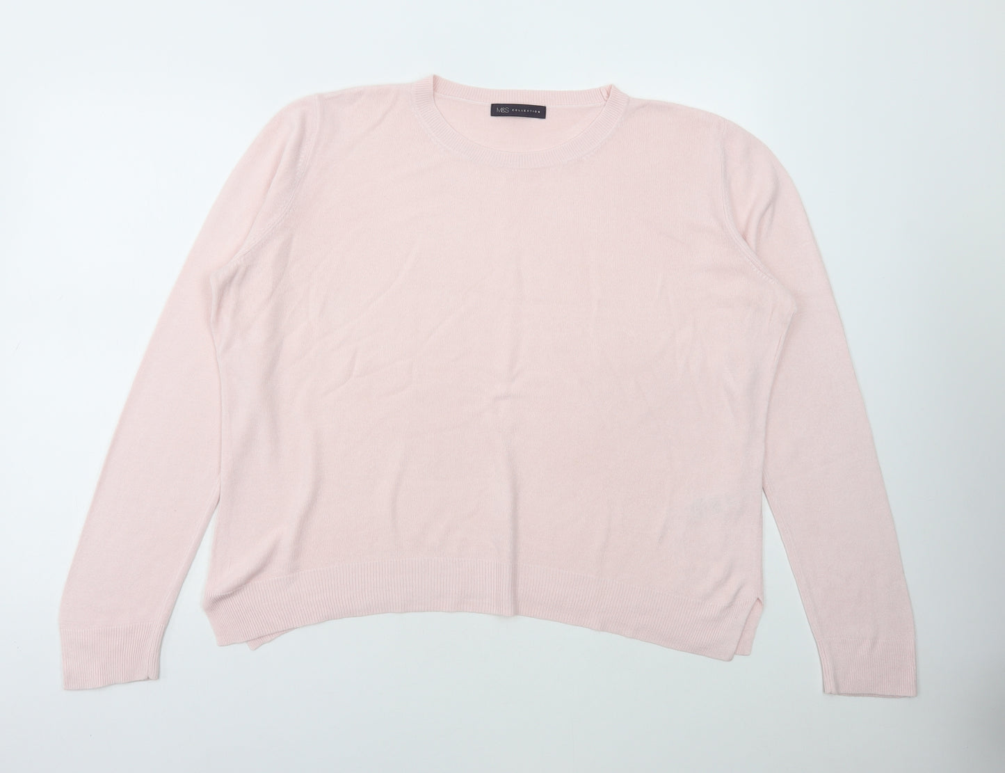 Marks and Spencer Womens Pink Round Neck Acrylic Pullover Jumper Size 18