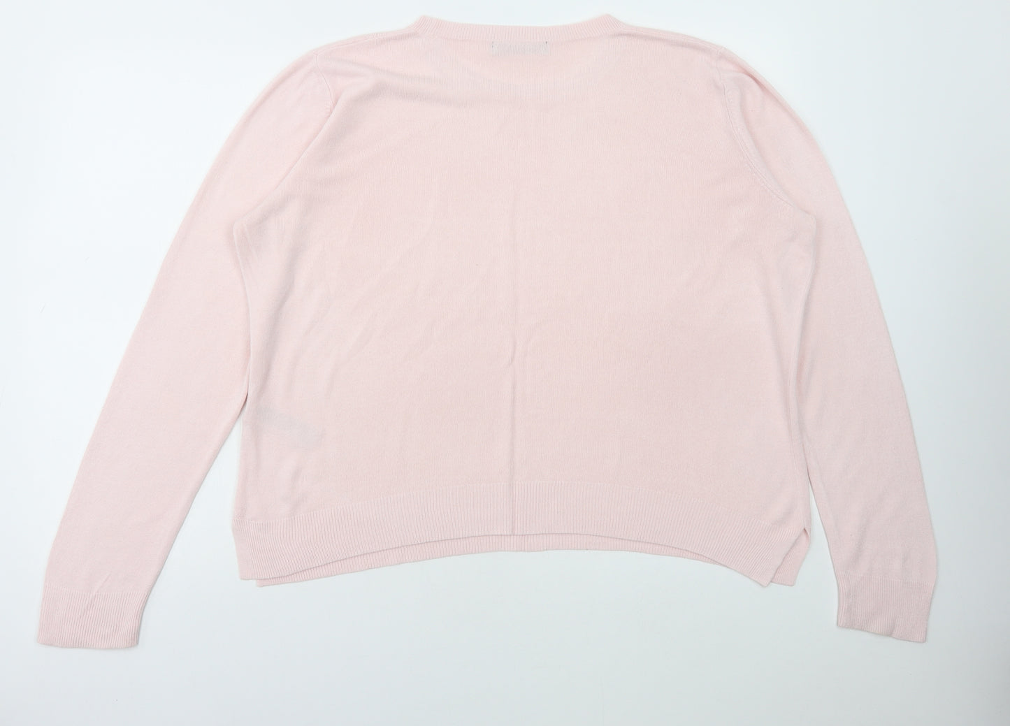 Marks and Spencer Womens Pink Round Neck Acrylic Pullover Jumper Size 18