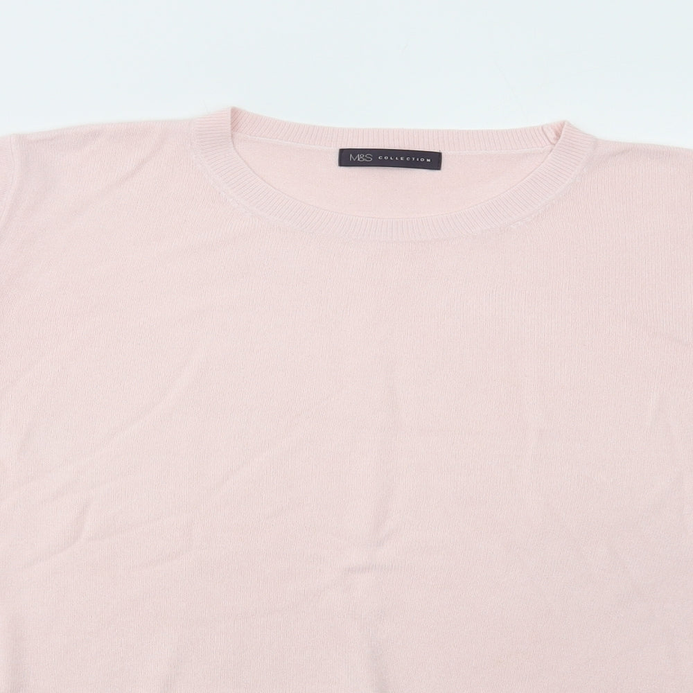 Marks and Spencer Womens Pink Round Neck Acrylic Pullover Jumper Size 18