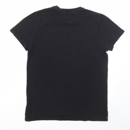 Henleys Mens Black Polyester T-Shirt Size S Round Neck