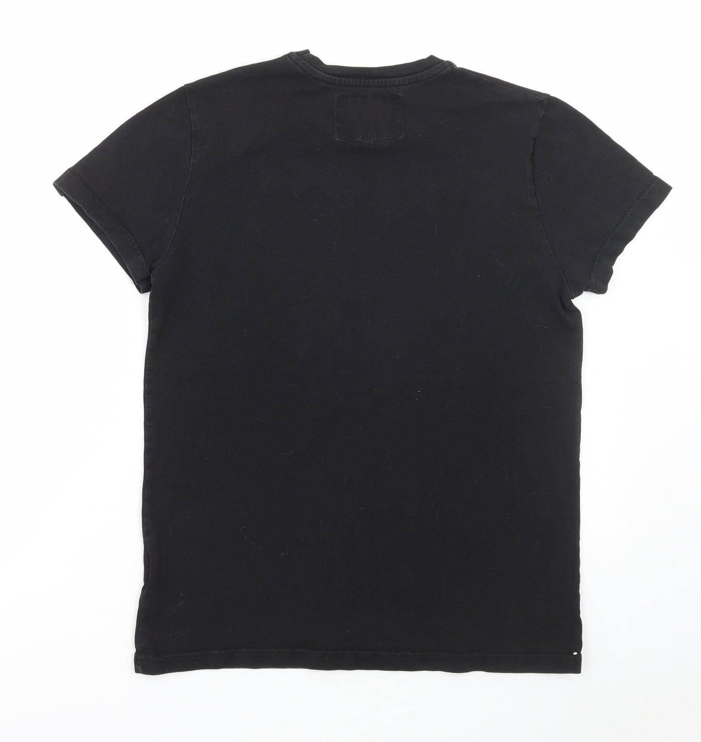 Henleys Mens Black Polyester T-Shirt Size S Round Neck