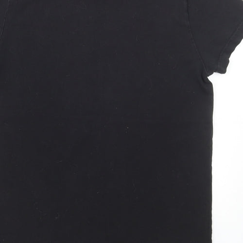 Henleys Mens Black Polyester T-Shirt Size S Round Neck