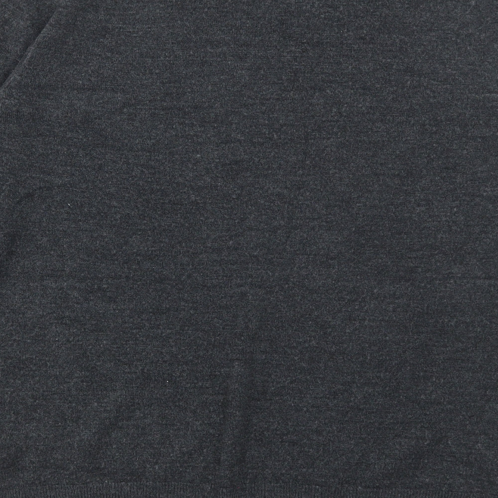 Marks and Spencer Mens Grey V-Neck Acrylic Pullover Jumper Size L