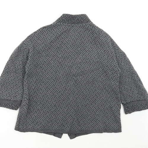 Chiaramente Womens Grey Collared Geometric Wool Cape Jumper Size M