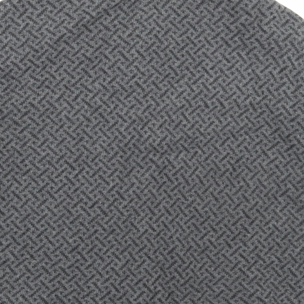 Chiaramente Womens Grey Collared Geometric Wool Cape Jumper Size M