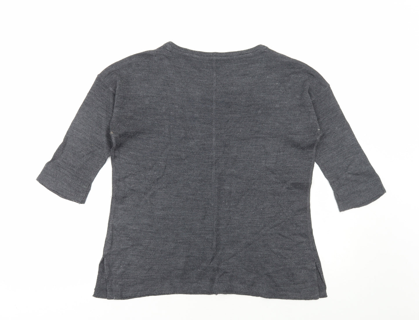 Avenue Womens Grey Scoop Neck Acrylic Pullover Jumper Size 12