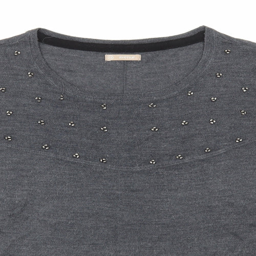 Avenue Womens Grey Scoop Neck Acrylic Pullover Jumper Size 12