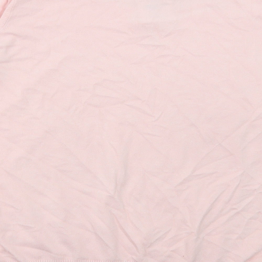 bpc Womens Pink Viscose Basic T-Shirt Size XL Round Neck - Lace Detail