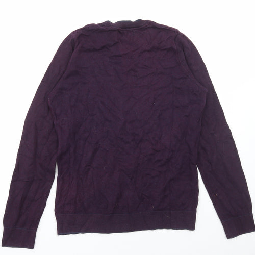 Marks and Spencer Mens Purple Round Neck Acrylic Pullover Jumper Size S