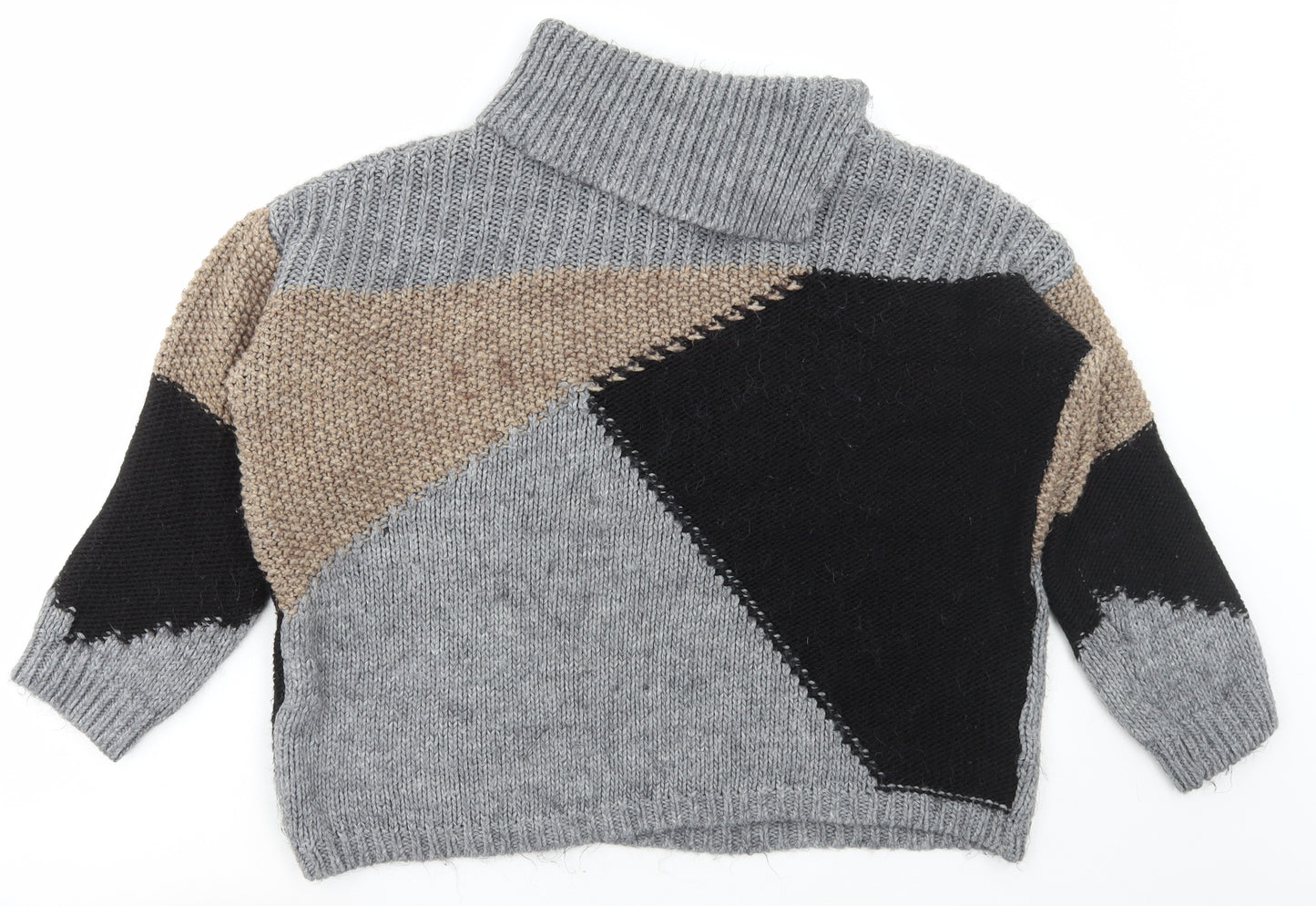 Wallis Womens Multicoloured Roll Neck Geometric Acrylic Pullover Jumper Size M