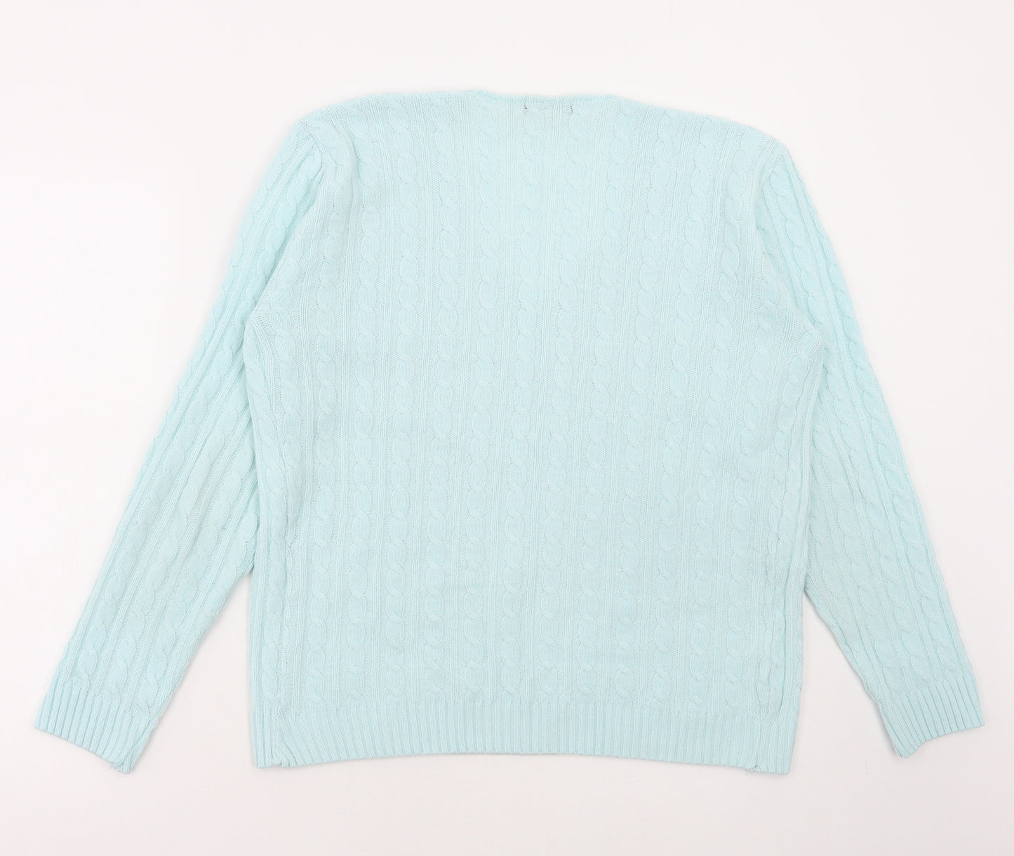 Pulse Womens Blue V-Neck Acrylic Pullover Jumper Size L