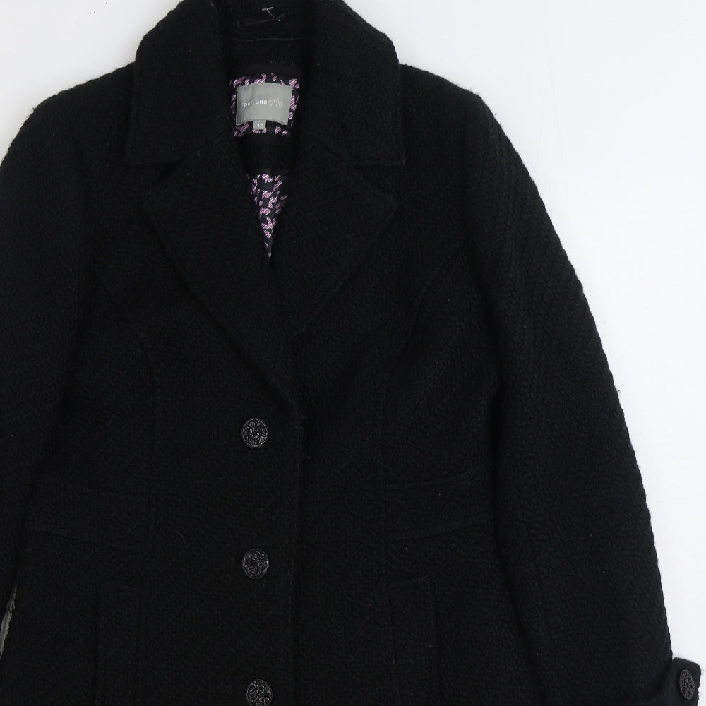 Per Una Womens Black Parka Coat Size 12 Button