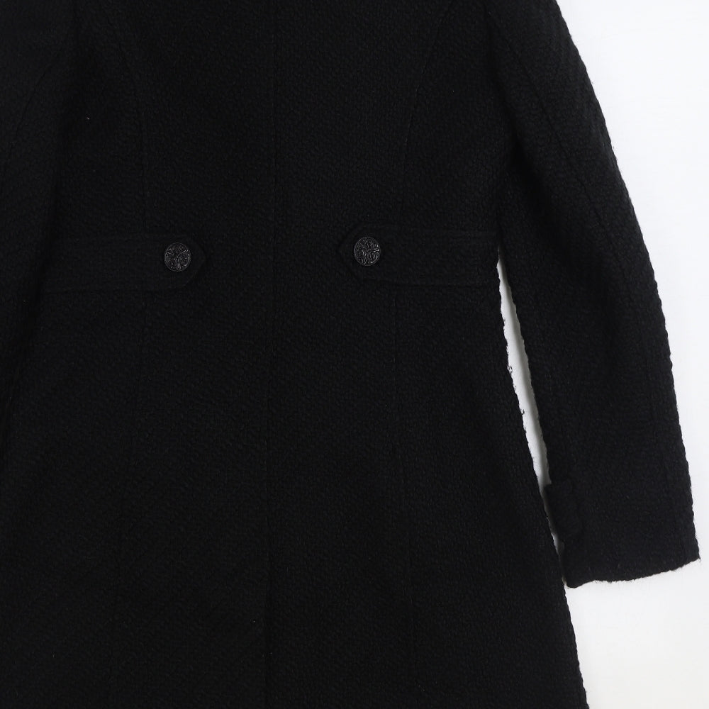 Per Una Womens Black Parka Coat Size 12 Button