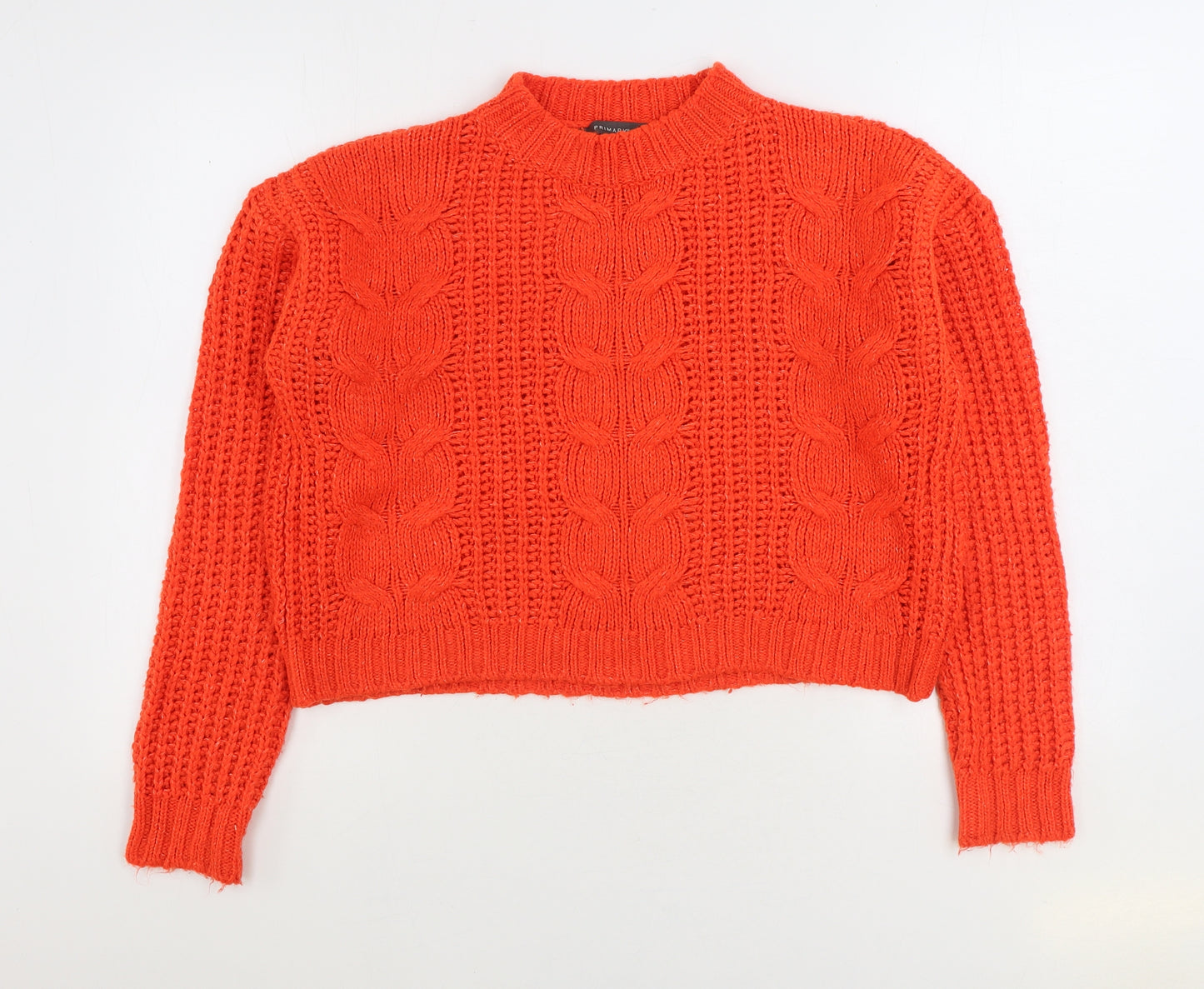 Primark Womens Orange Mock Neck Acrylic Pullover Jumper Size M - Cropped