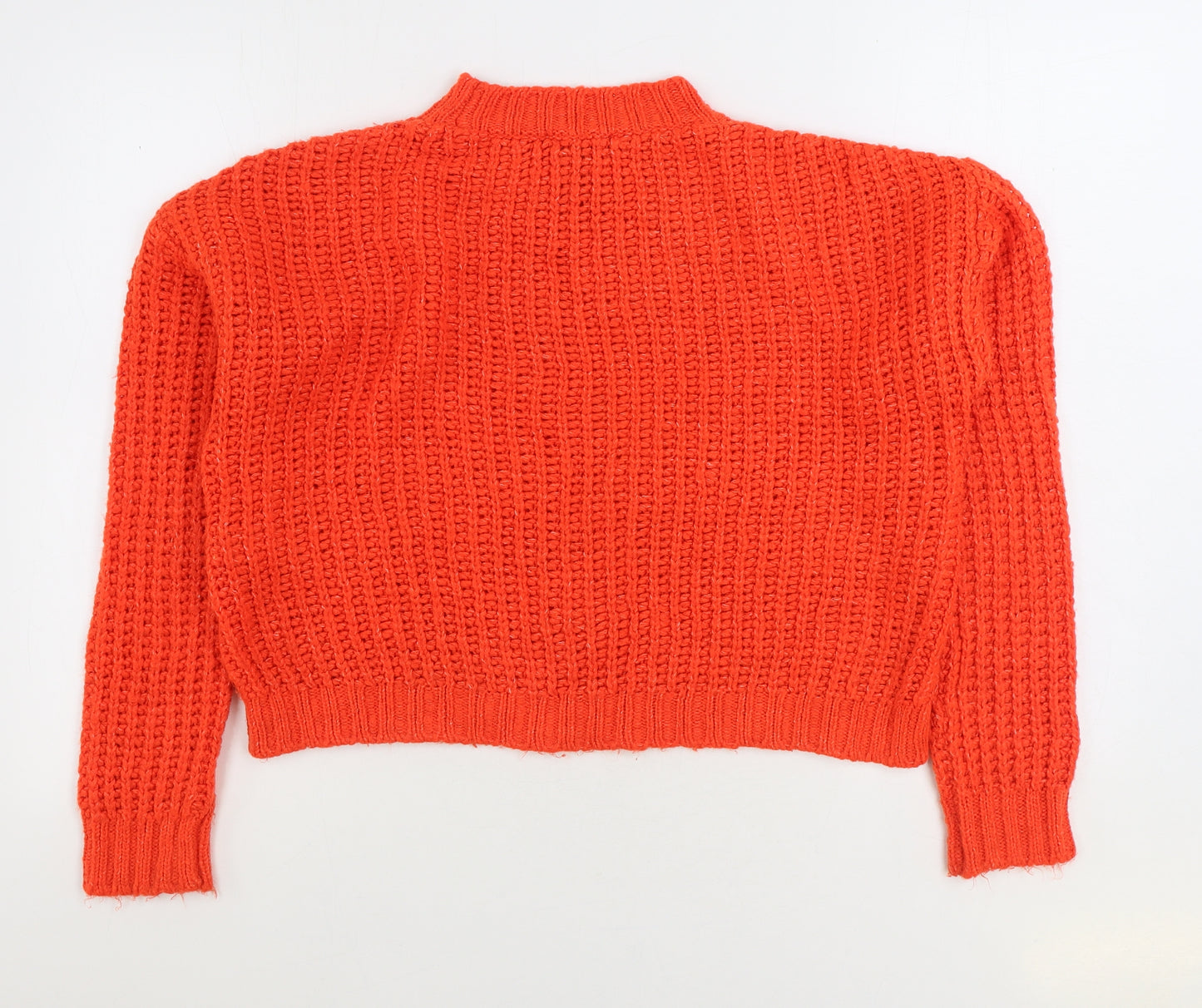Primark Womens Orange Mock Neck Acrylic Pullover Jumper Size M - Cropped