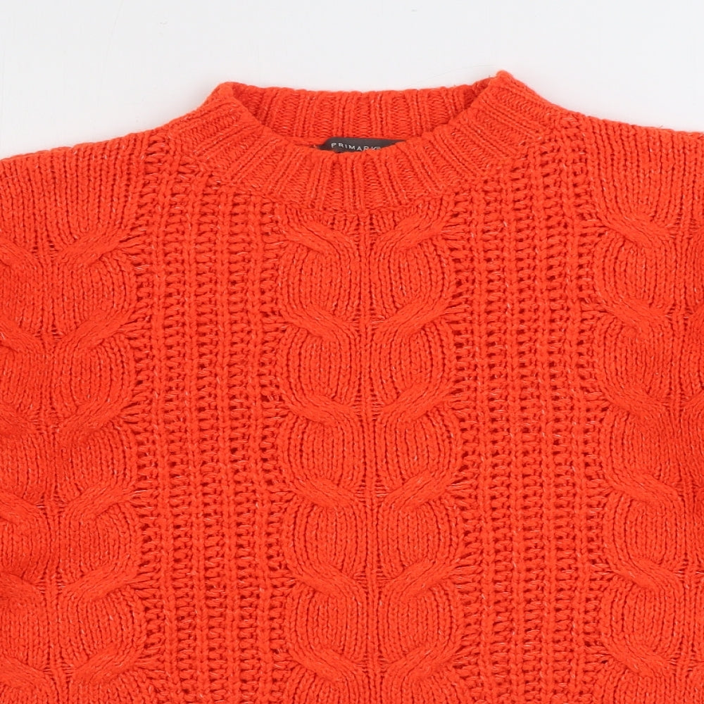 Primark Womens Orange Mock Neck Acrylic Pullover Jumper Size M - Cropped