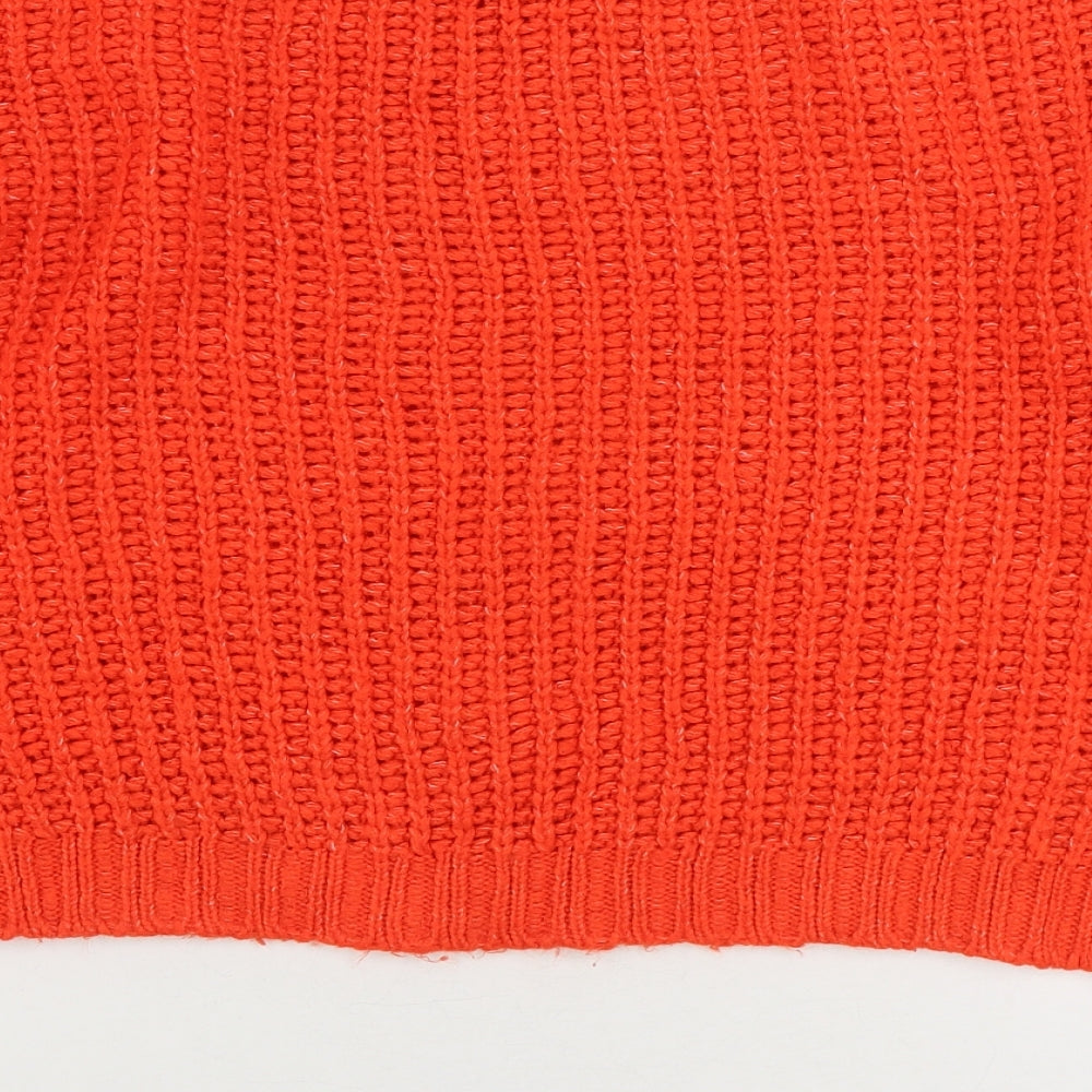 Primark Womens Orange Mock Neck Acrylic Pullover Jumper Size M - Cropped