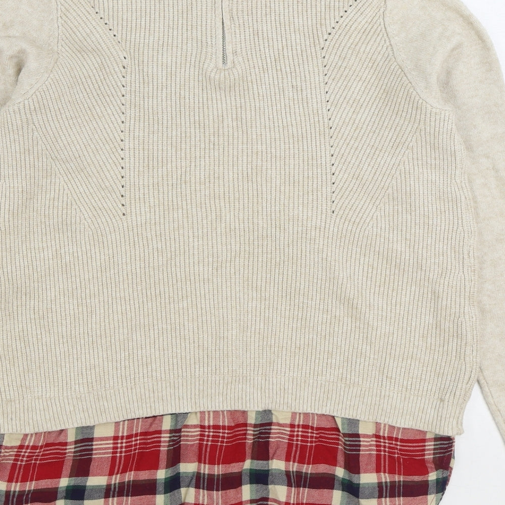Primark Womens Beige Collared Viscose Pullover Jumper Size M