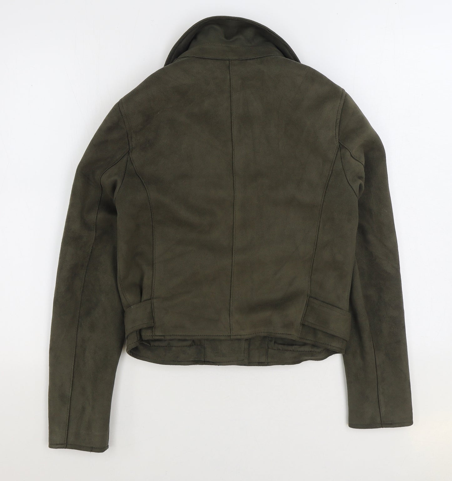 New Look Womens Green Biker Jacket Size 10 Zip