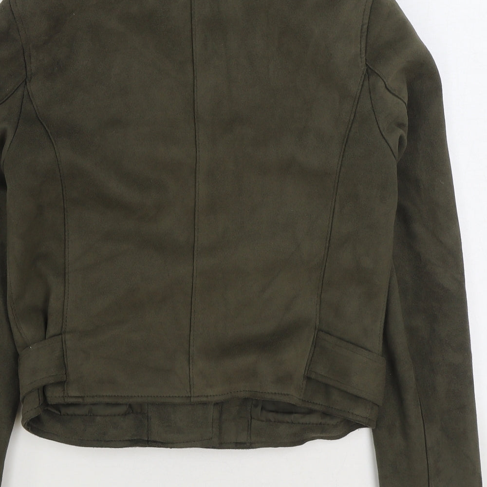 New Look Womens Green Biker Jacket Size 10 Zip