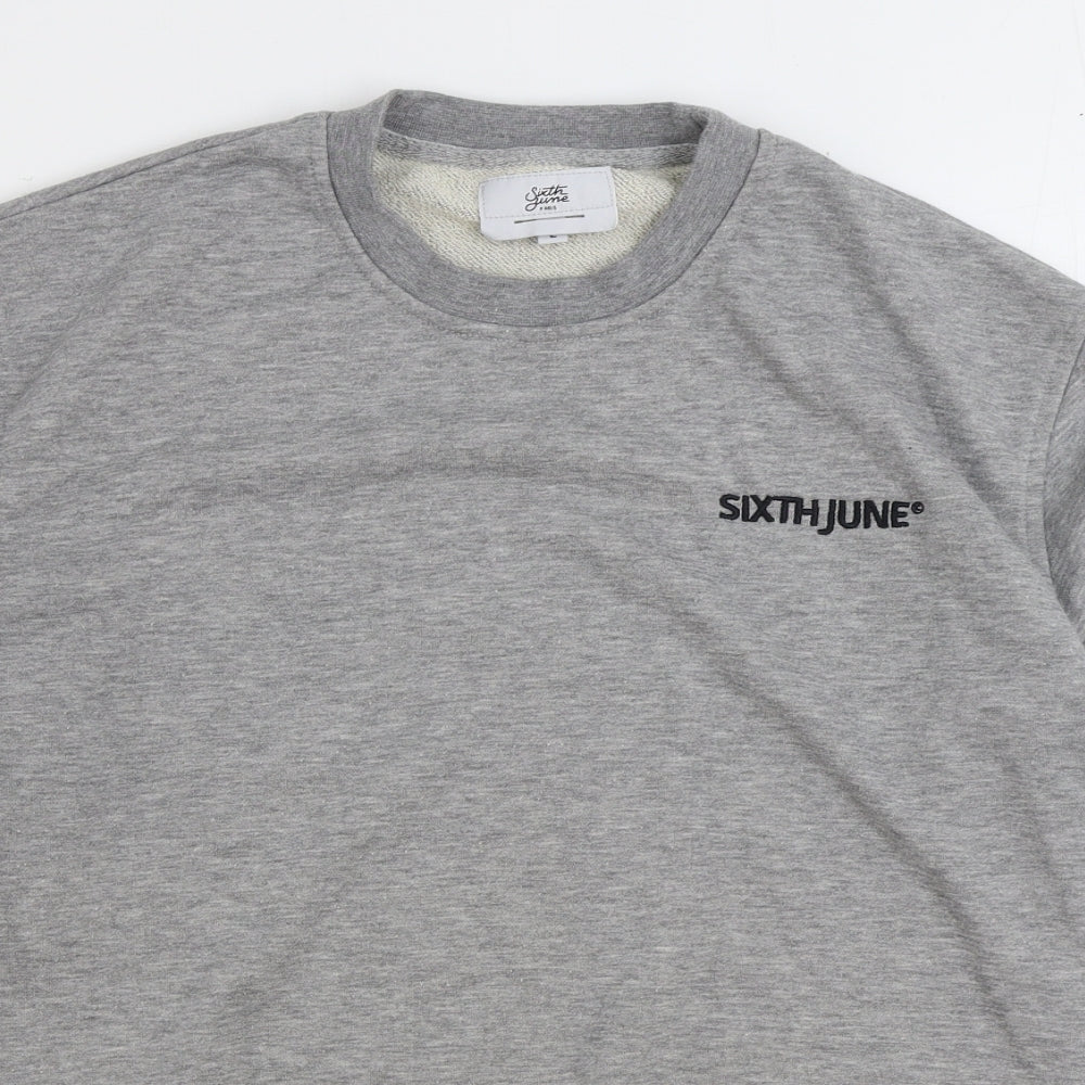 Sixth June Mens Grey Cotton Pullover Sweatshirt Size L