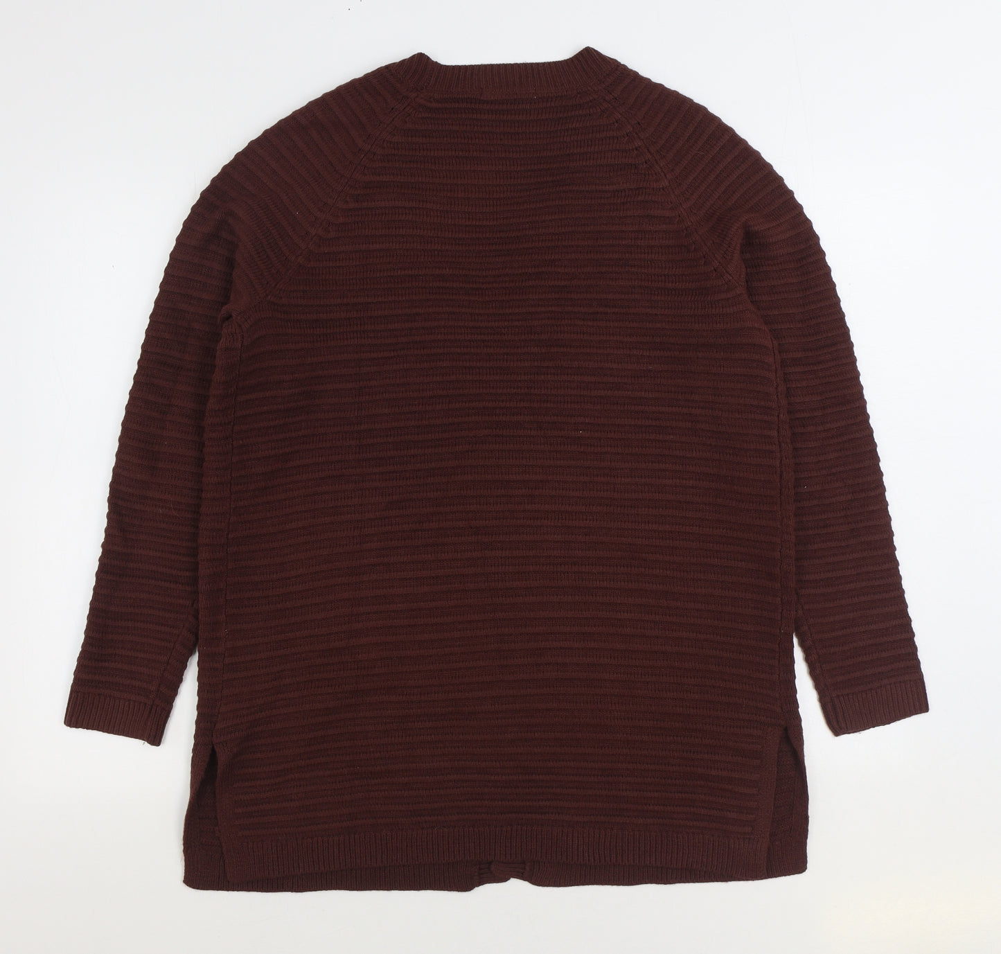 TU Womens Brown V-Neck Acrylic Cardigan Jumper Size 14