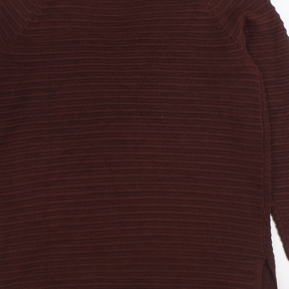 TU Womens Brown V-Neck Acrylic Cardigan Jumper Size 14