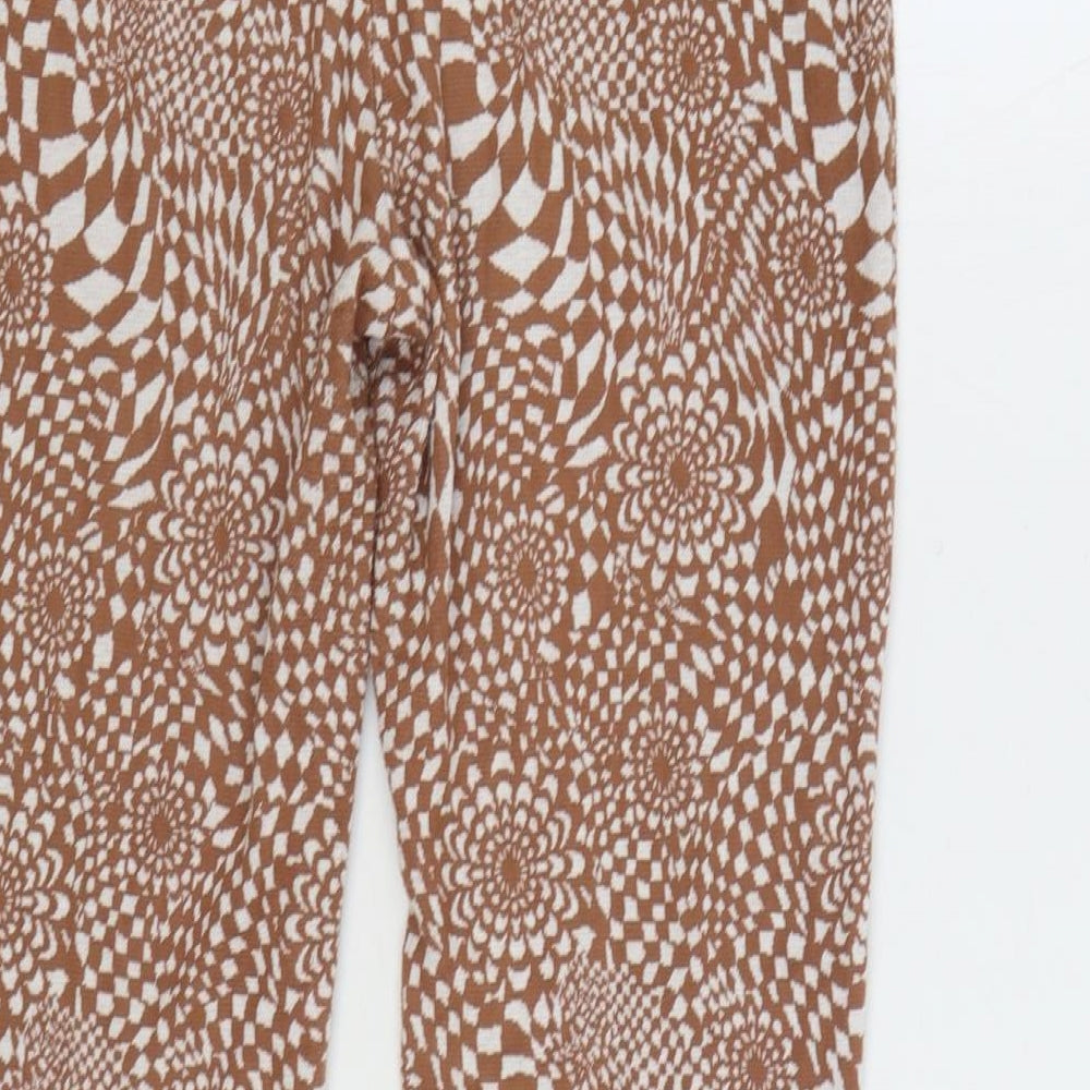 New Look Womens Brown Geometric Polyester Jegging Leggings Size 14 L29 in - Flared