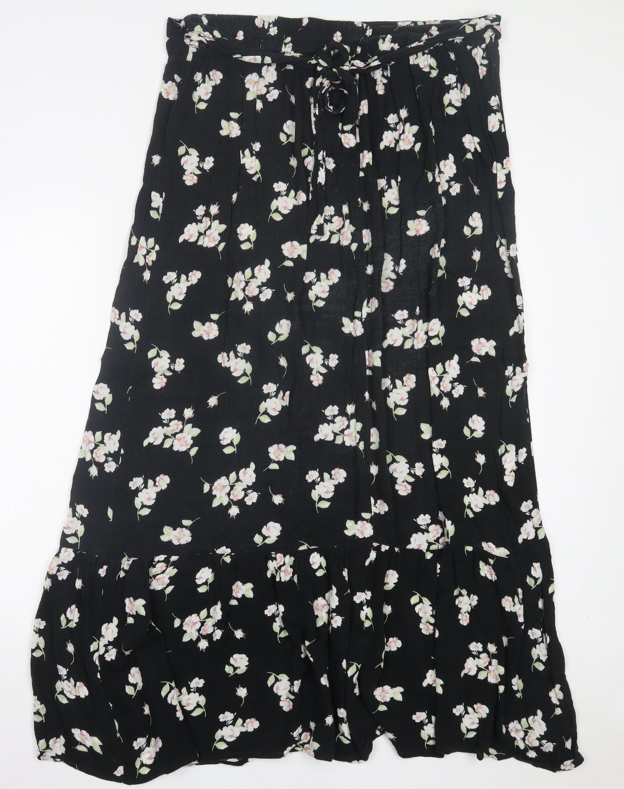 Dorothy Perkins Womens Black Floral Viscose A-Line Skirt Size 18