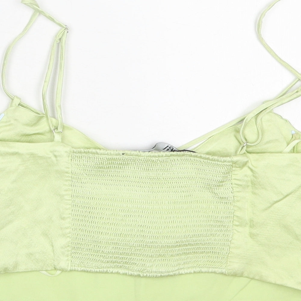 Zara Womens Green Viscose Cropped Tank Size M Sweetheart