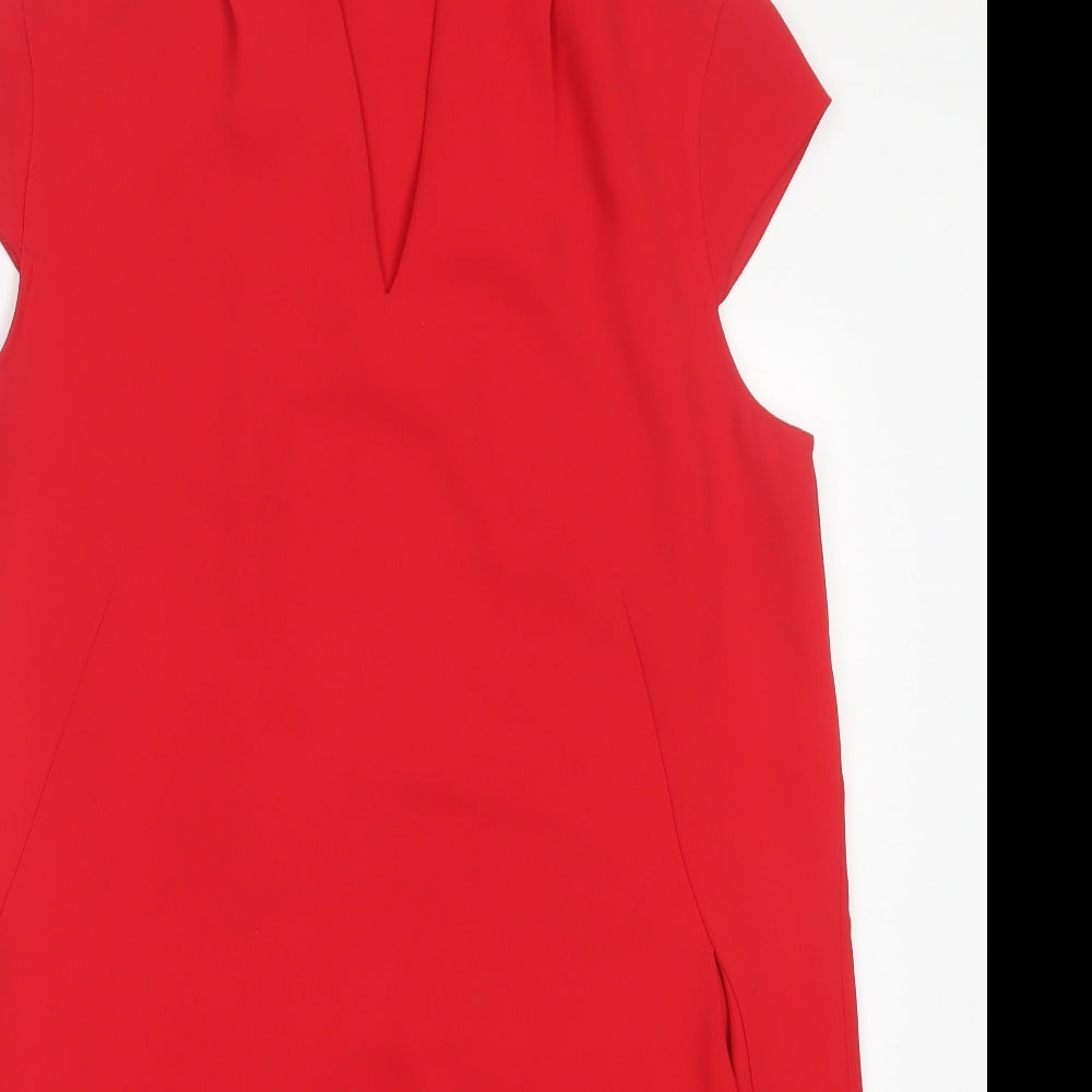 Whistles Womens Red Polyester A-Line Size 14 V-Neck Pullover