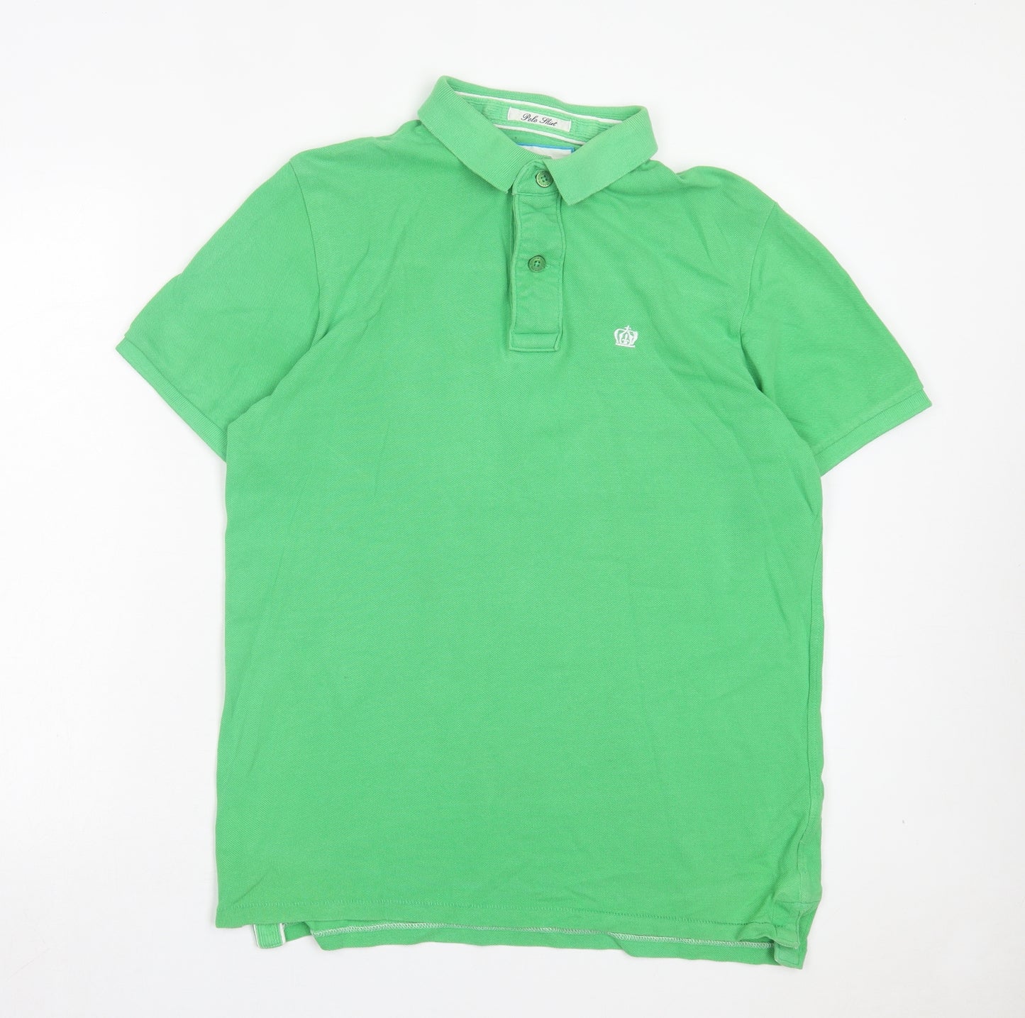 NEXT Mens Green Cotton Polo Size M Collared Button