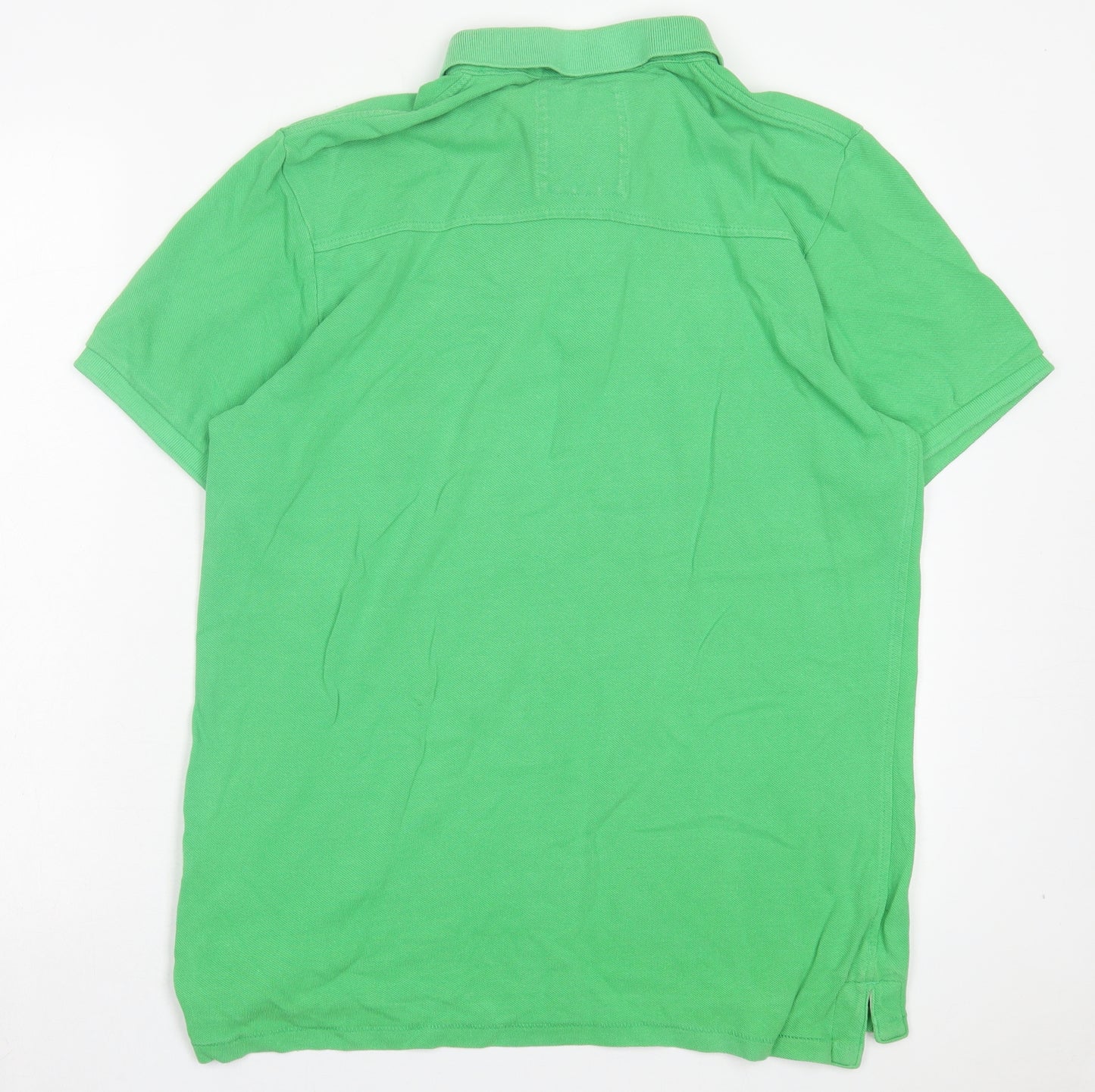 NEXT Mens Green Cotton Polo Size M Collared Button