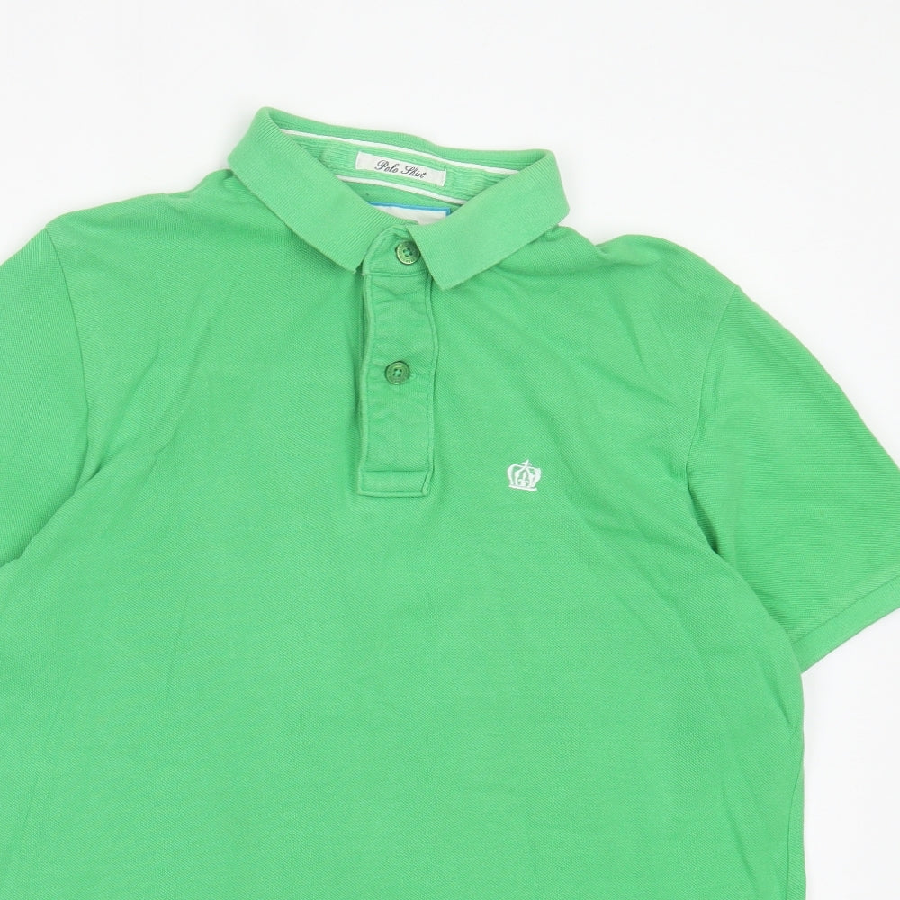 NEXT Mens Green Cotton Polo Size M Collared Button