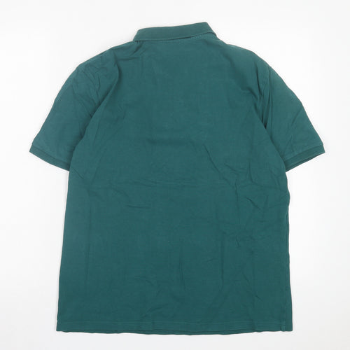 F&F Mens Green Cotton Polo Size M Collared Button