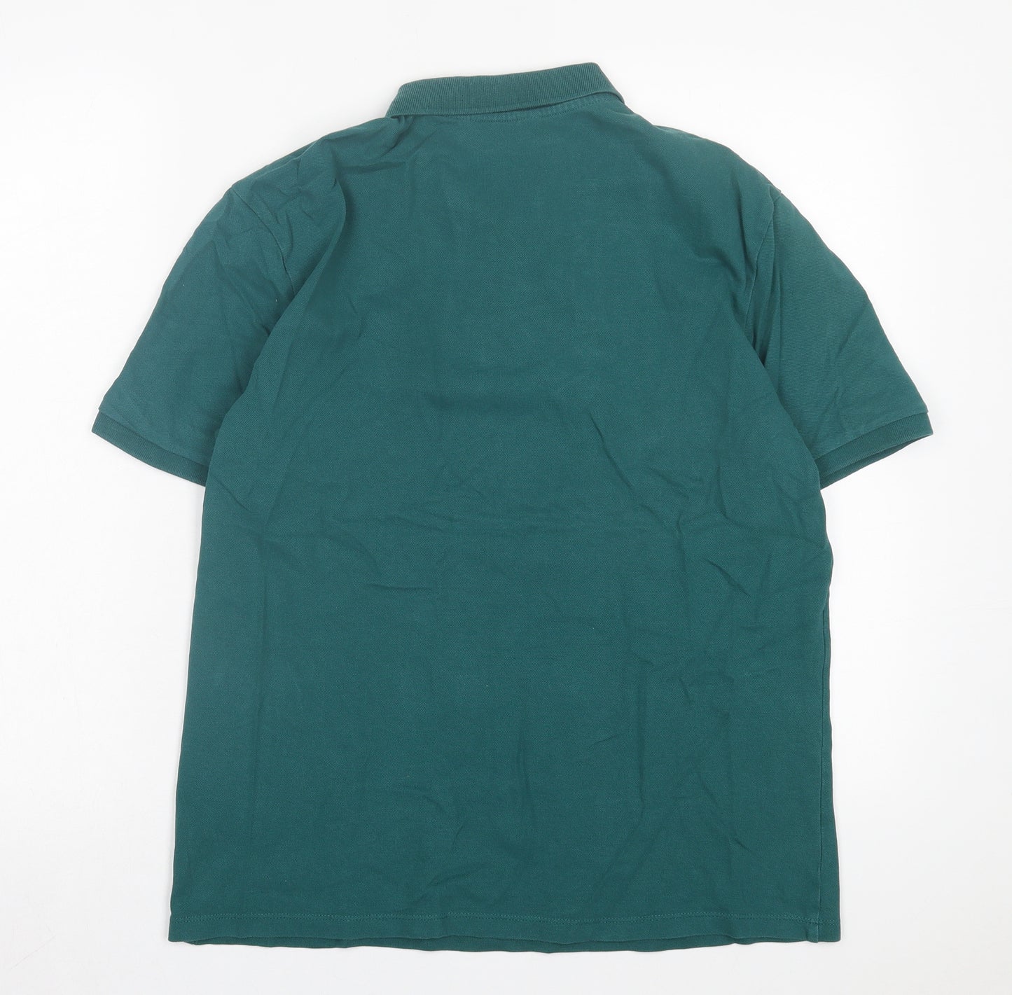 F&F Mens Green Cotton Polo Size M Collared Button