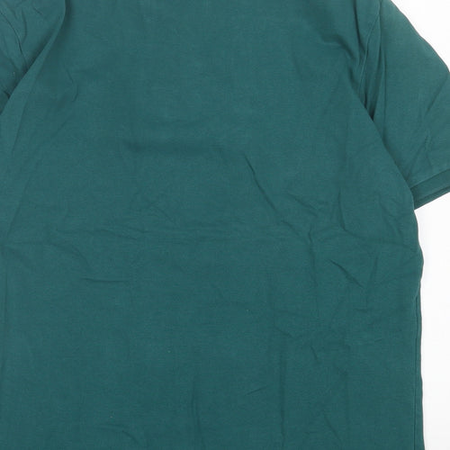 F&F Mens Green Cotton Polo Size M Collared Button