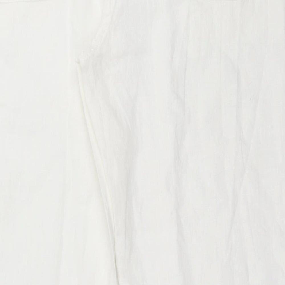 Avenue Womens White Linen Trousers Size 18 L29 in Regular Button