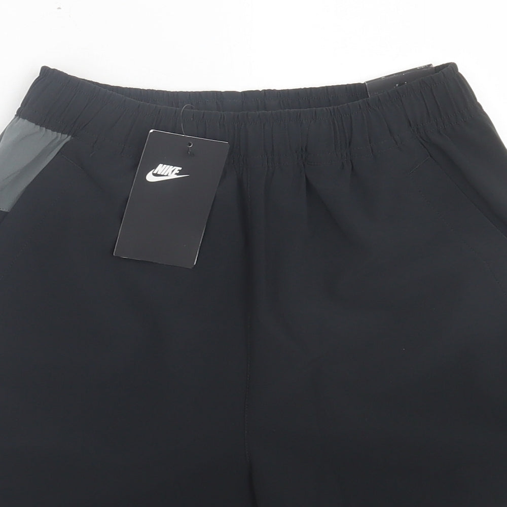Nike Boys Black Polyester Sweat Shorts Size 11-12 Years Regular Drawstring