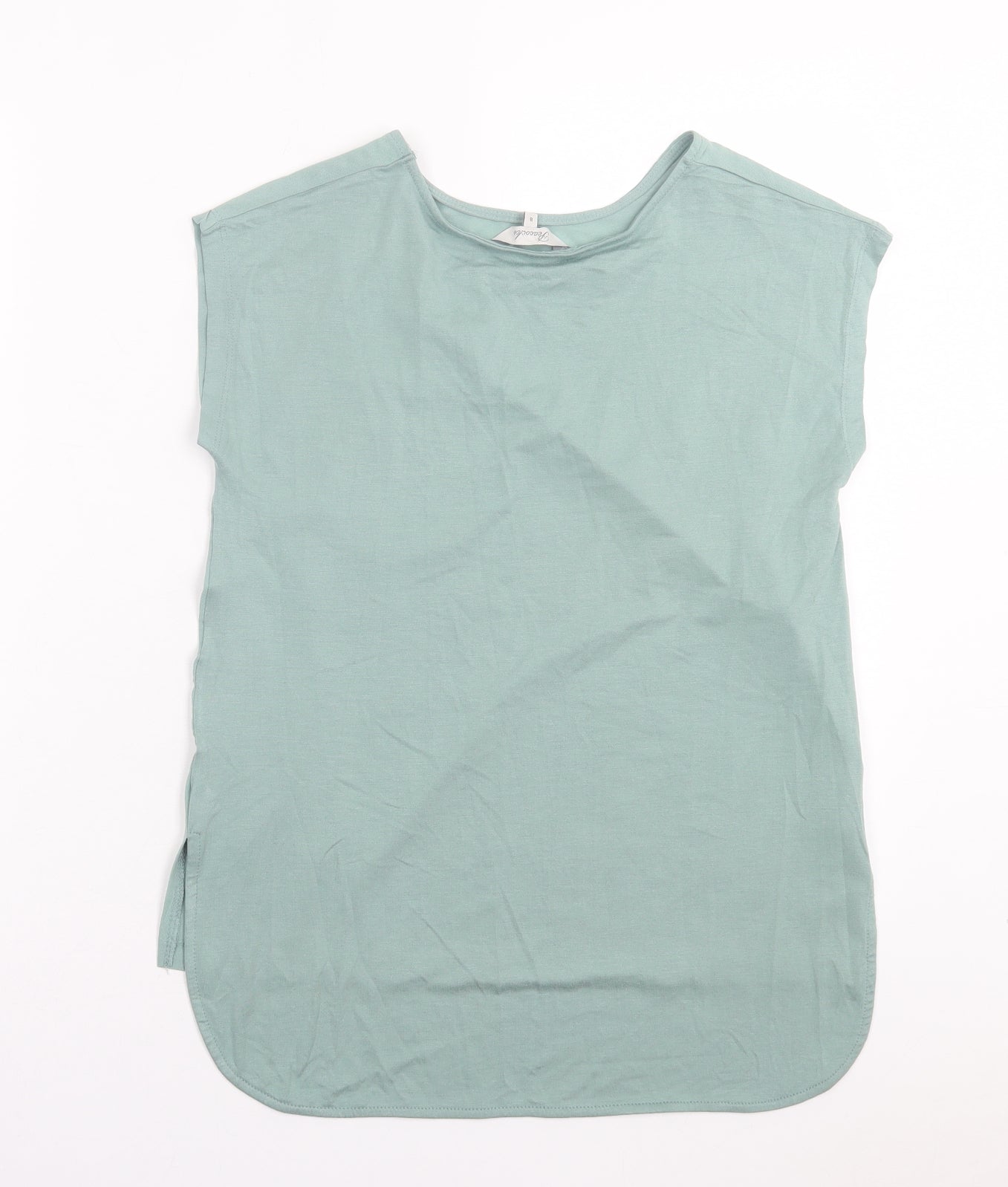 Peacocks Womens Green Polyester Basic Blouse Size 8 Round Neck - Pocket Detail