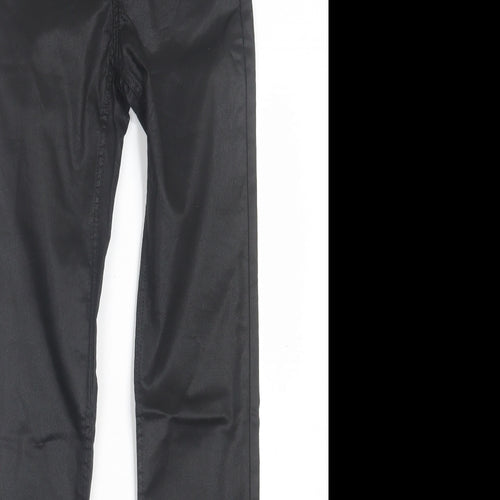H&M Womens Black Cotton Jegging Trousers Size 6 L29 in Regular - Leather Look