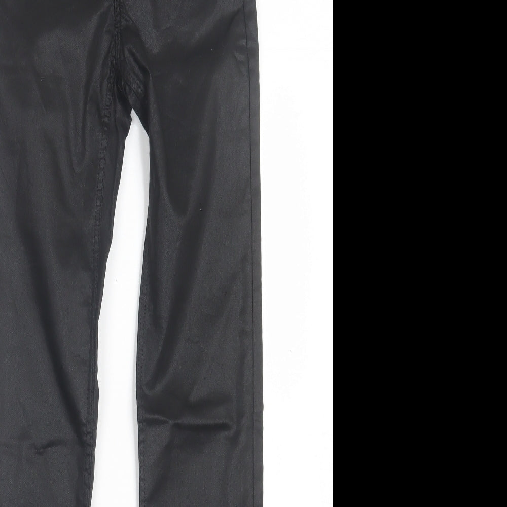 H&M Womens Black Cotton Jegging Trousers Size 6 L29 in Regular - Leather Look