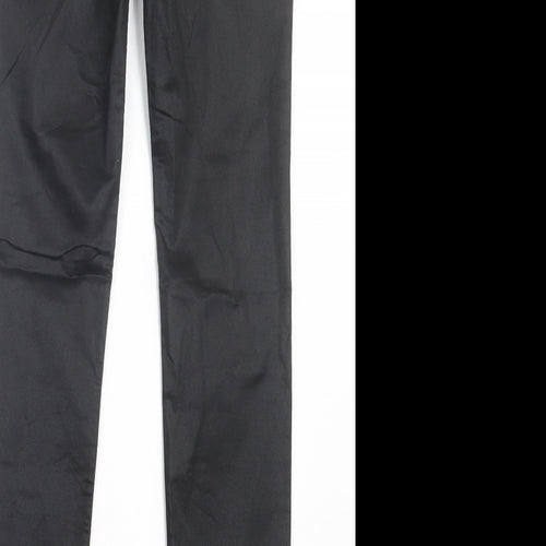 H&M Womens Black Cotton Jegging Trousers Size 6 L29 in Regular - Leather Look
