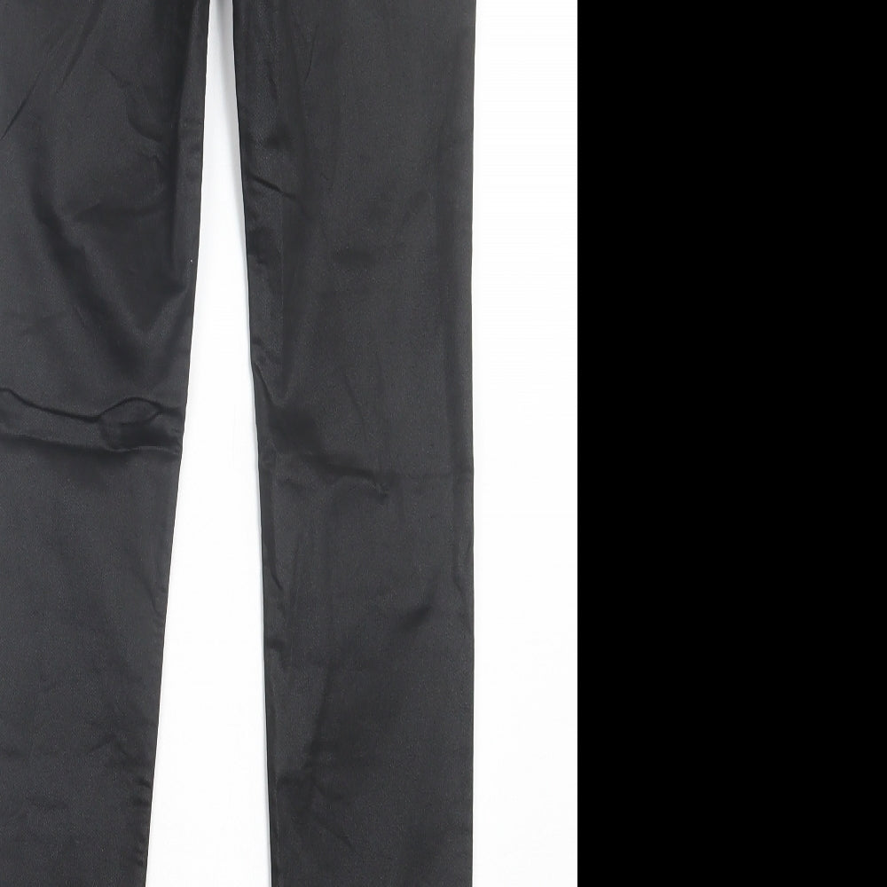 H&M Womens Black Cotton Jegging Trousers Size 6 L29 in Regular - Leather Look