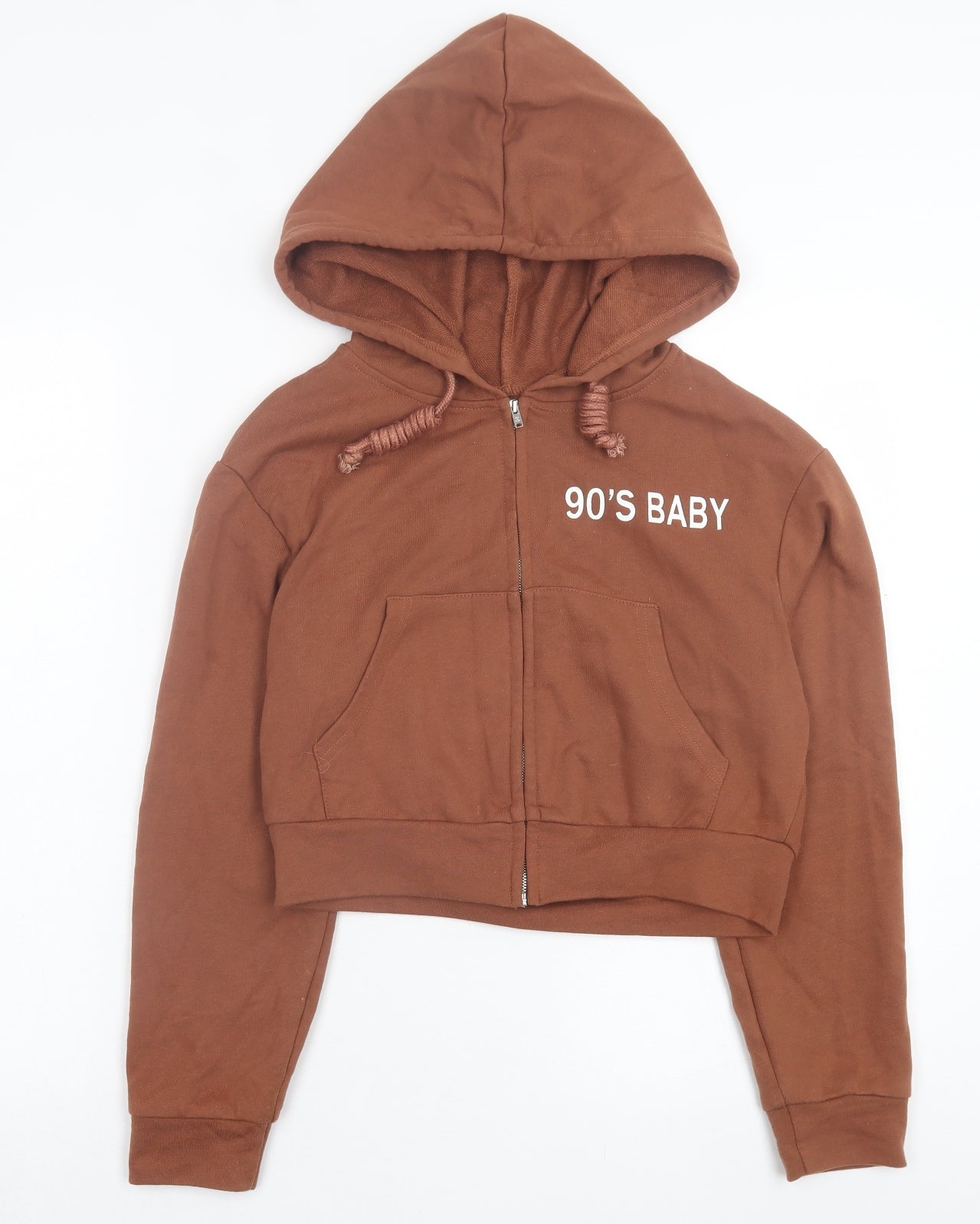 SheIn Womens Brown Polyester Full Zip Hoodie Size S Zip - 90s Baby