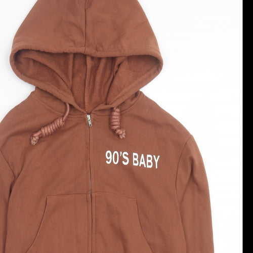 SheIn Womens Brown Polyester Full Zip Hoodie Size S Zip - 90s Baby